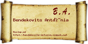 Bendekovits Antónia névjegykártya